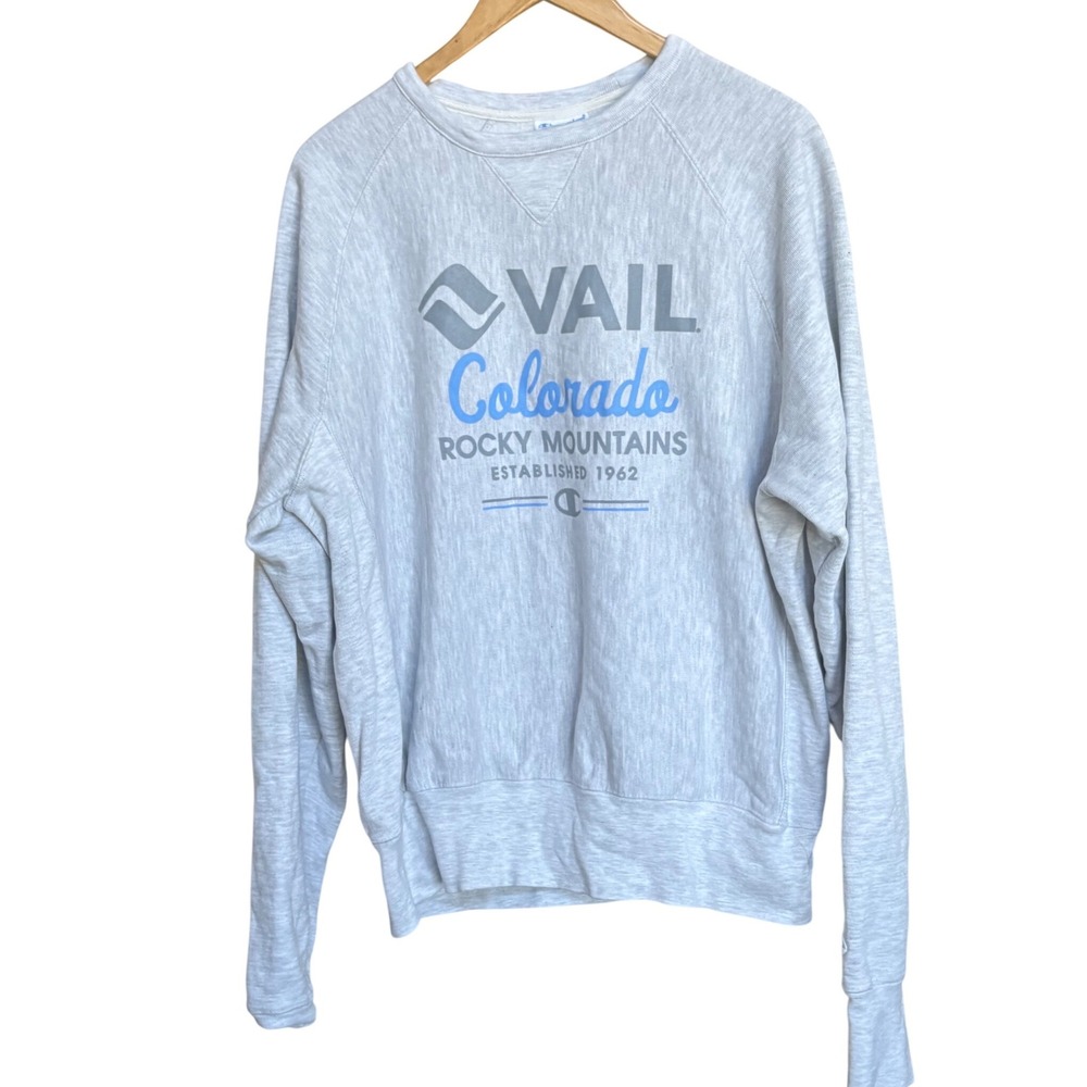 Champion Reverse Weave Vail Colorado Rocky Mountains Sweatshirt Gray Medium
